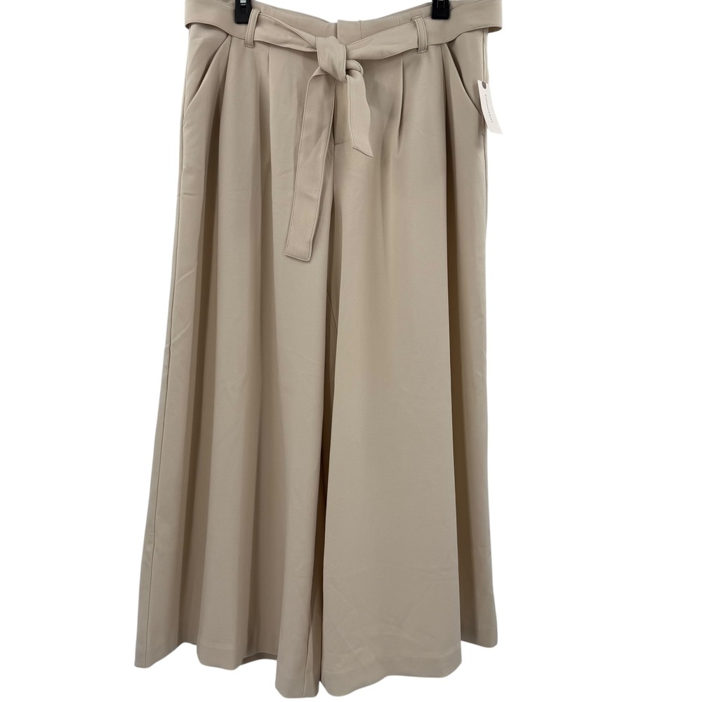 Maeve‎ Anthropologie Tie Waist Wide Leg Culottes Women's Beige Size 8 Tall